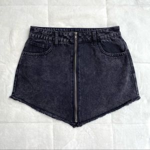 NWOT Forever 21 Black Washed Front Full Zip Skirt